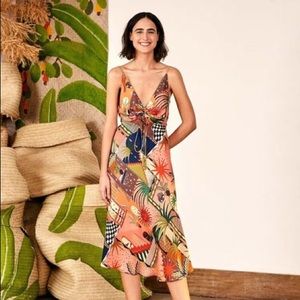 FARM RIO Mystic City Front Crinkle MIDI Dress